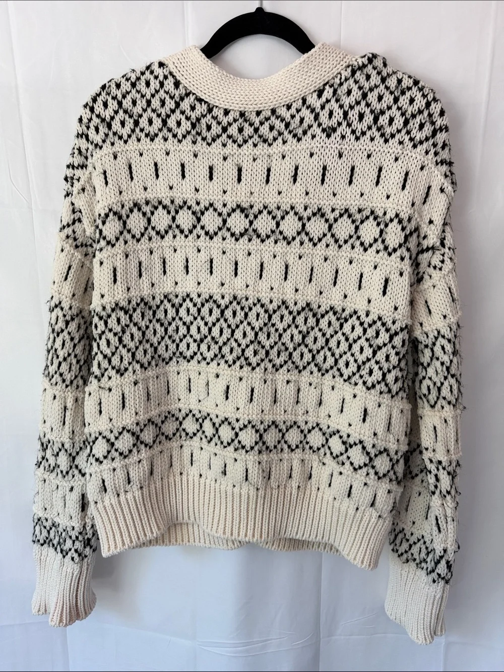 Zara Oversized Cardigan Cream and Black Patterned